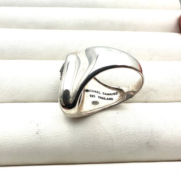 Michael Dawkins Ring Sterling Silver Black Druzy Quartz Size 9 - Picture 5 of 5